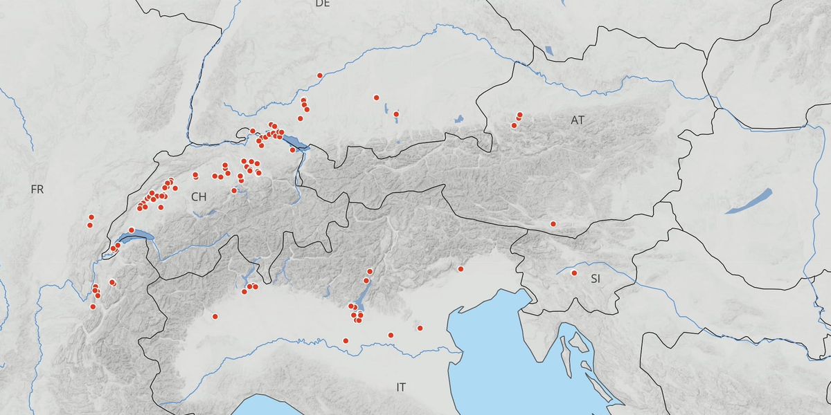 111 Pfahlbaustationen um die Alpen