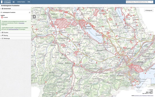 Onlinekarte Archäologie